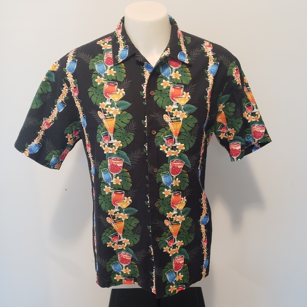 RJC Men's Hawaiian Aloha Cocktails Cruising and Resort Button Down Shirt Size XL